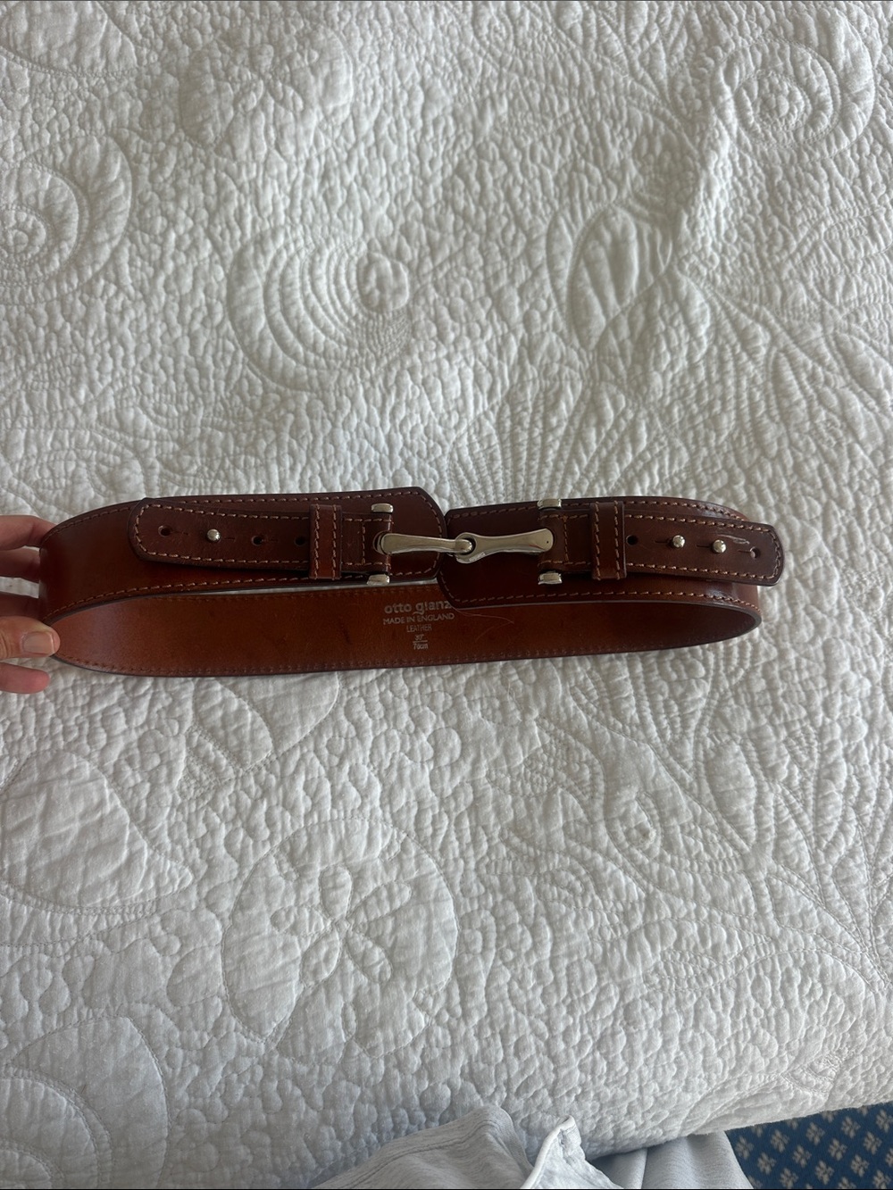 Otto Glanz Brown Leather ladies 30” adjustable Belt with Silver Buckle